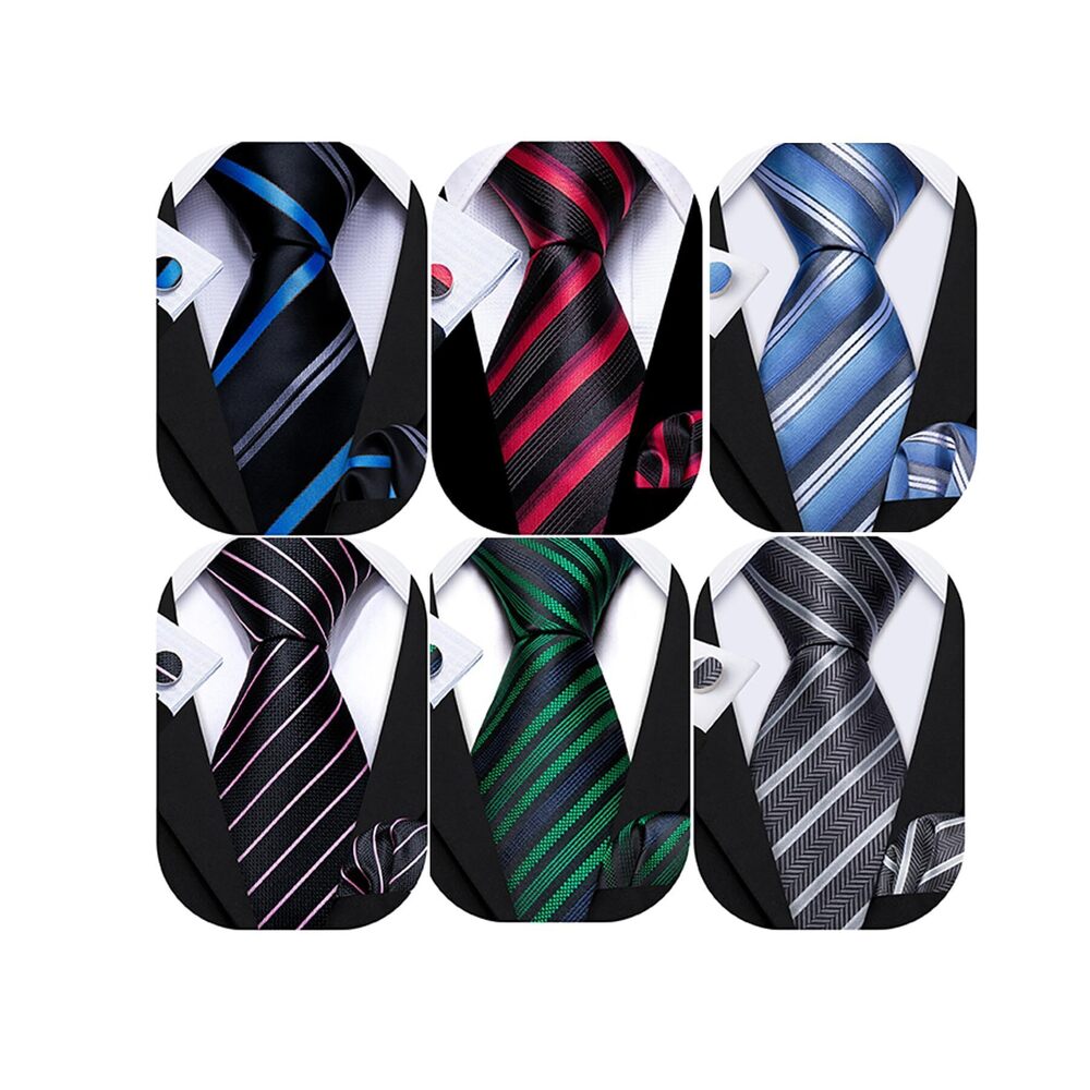 9834 6 PCS Ties Set Silk Business Fashion Woven Necktie Handkerchief